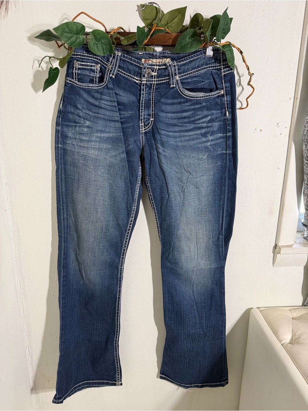 BKE women’s Dark Blue Bootcut Jeans with Fading
